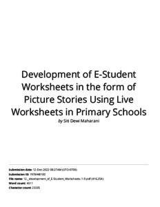 Development of E-Student Worksheets in the form of Picture Stories ...